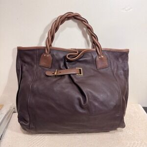 Chloé Women's Brown Leather Large Tote Bag Braided Handles